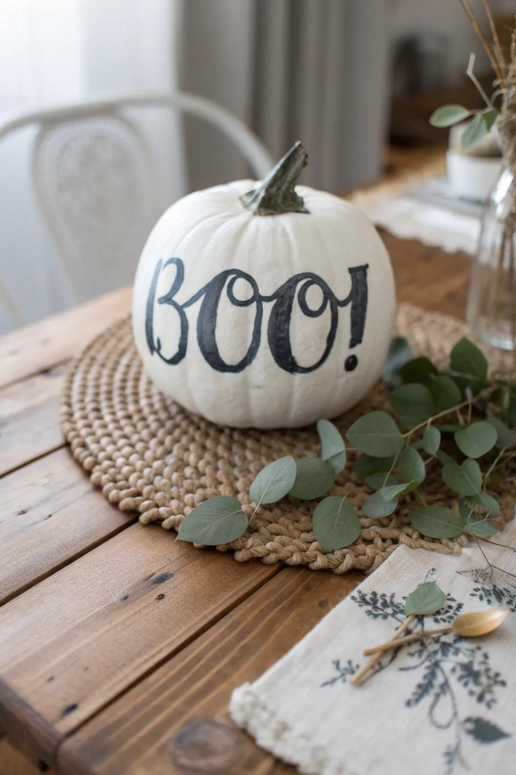 Elevate your Halloween decor with straightforward yet spooky elegance. #PumpkinArt #ScandiBoho