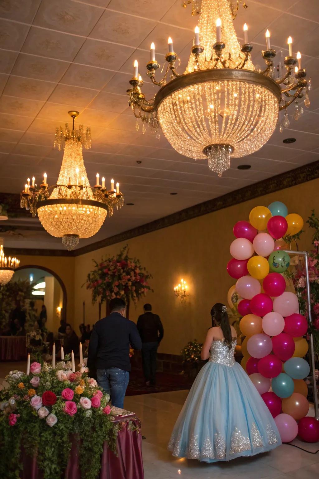 Stylish candelabras craft a captivating and inviting environment.