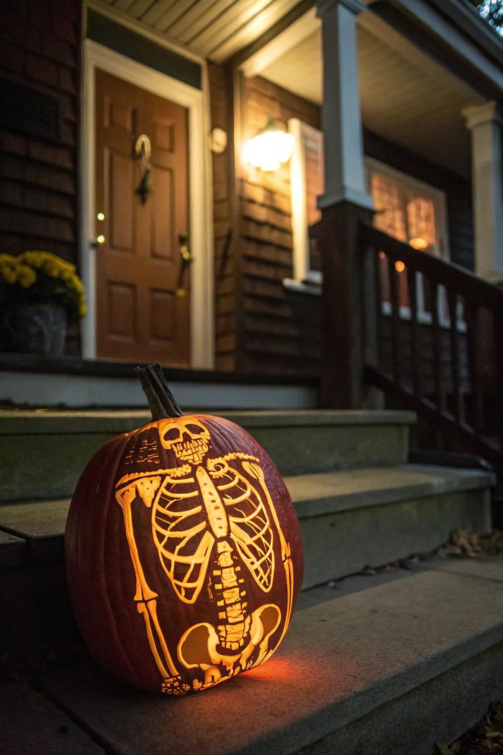 Luminescent anatomy pumpkin for nighttime allure