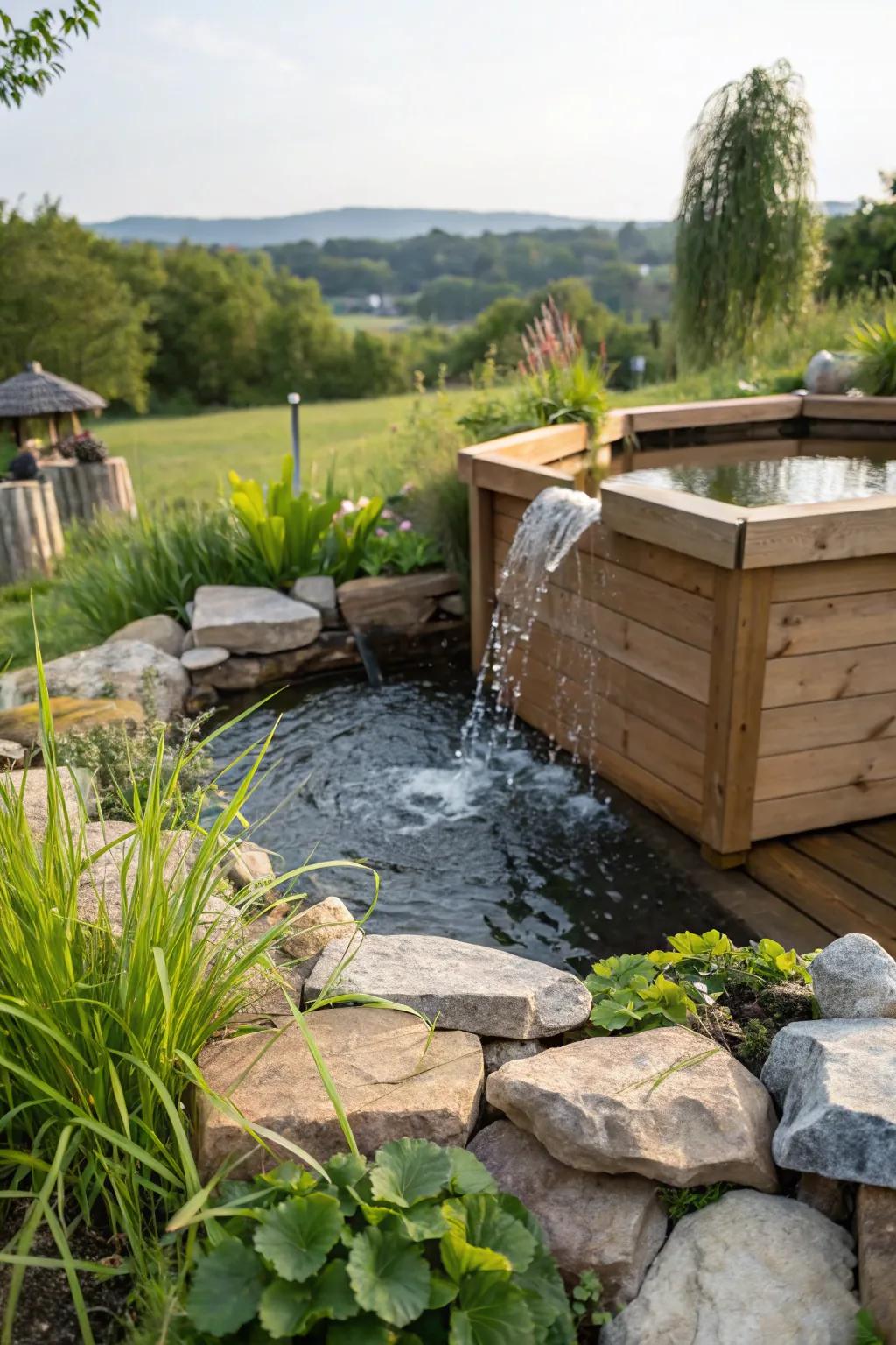 The calming sound of flowing water adds appeal to your pond.