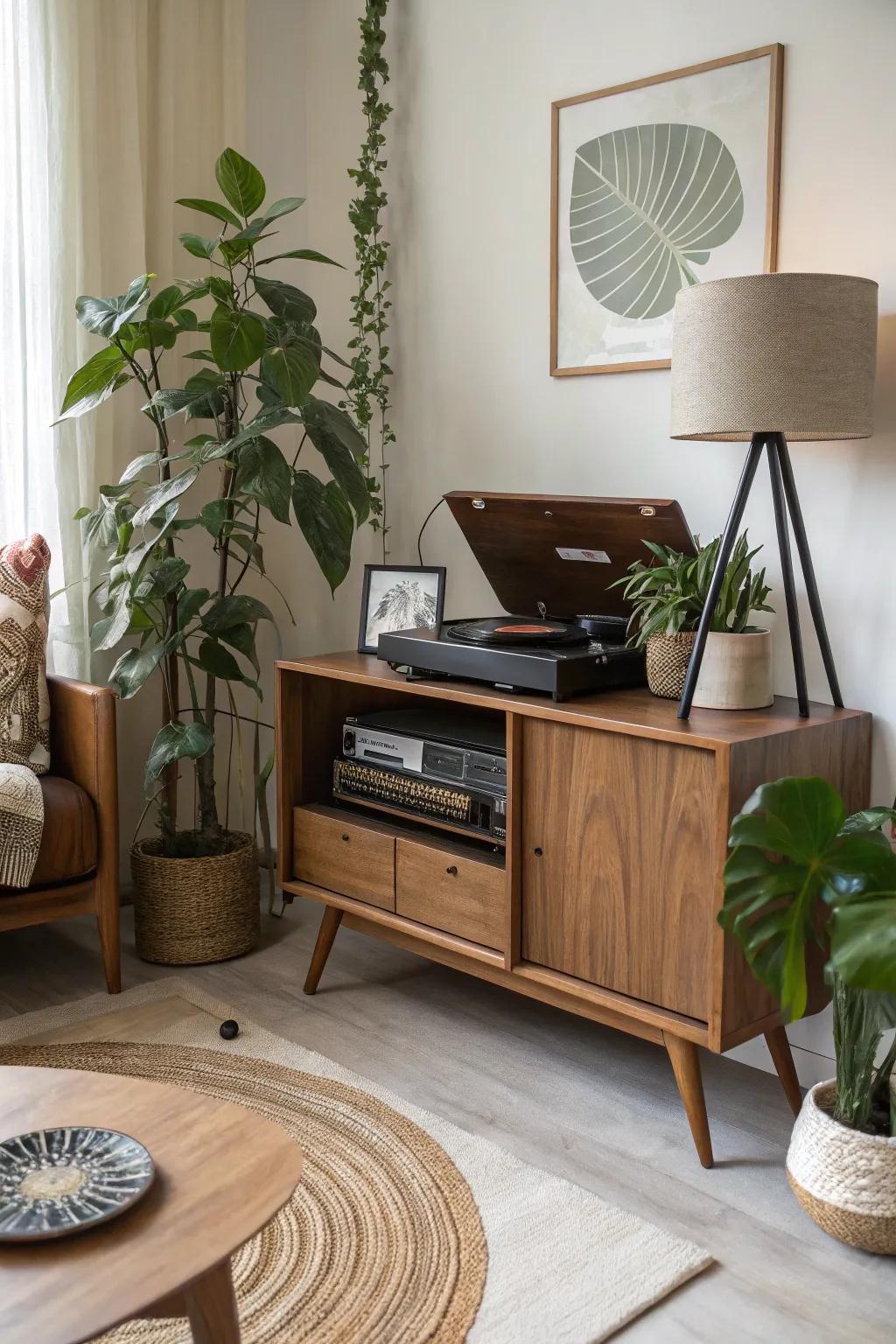 Decorative elements contribute a personal touch to your record player configuration.