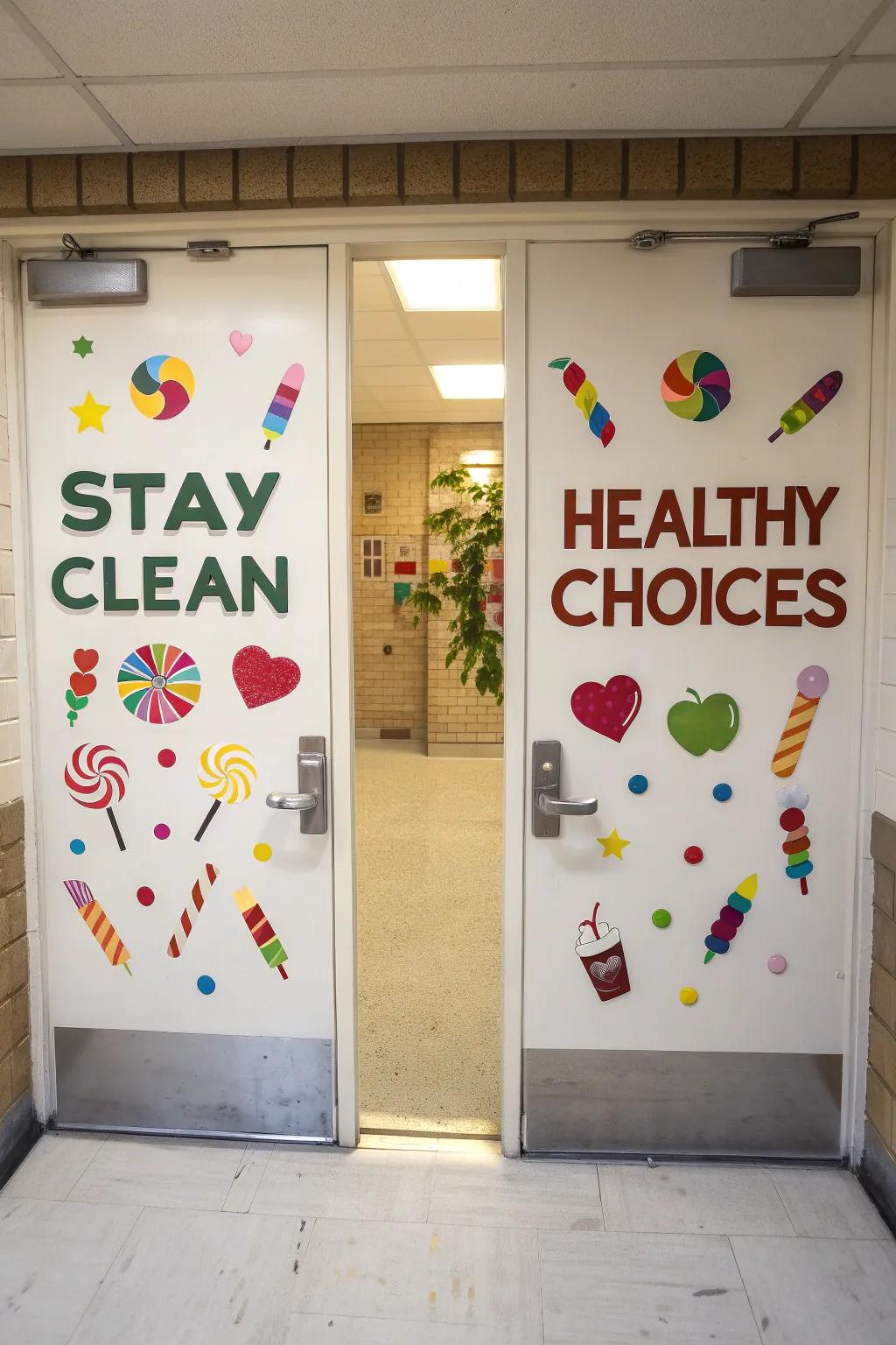 Illustrate the sweetness of a drug-free life with a candy-themed decoration.
