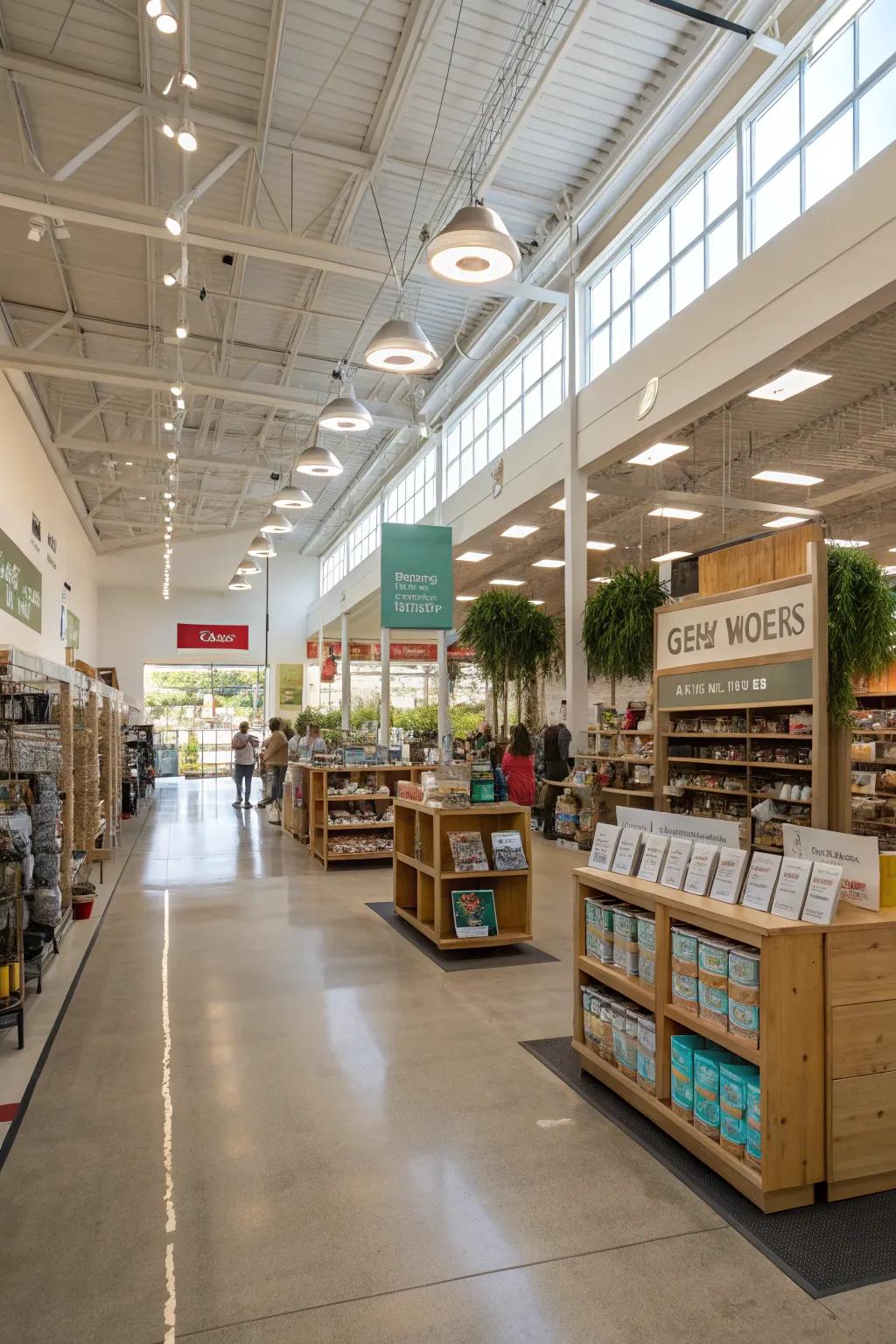 Open concepts promote a fluid and uninterrupted shopping excursion.