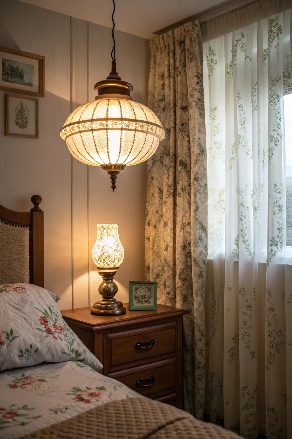 Retro lighting sets the mood.