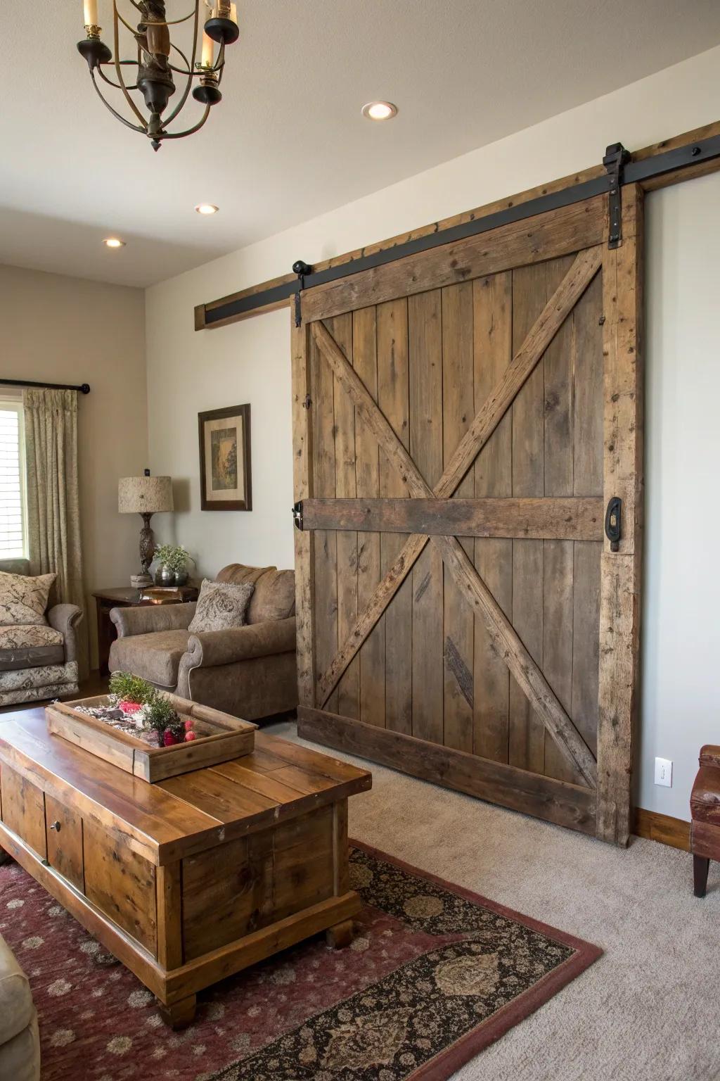 Barn doors give countryside charm to any wall.