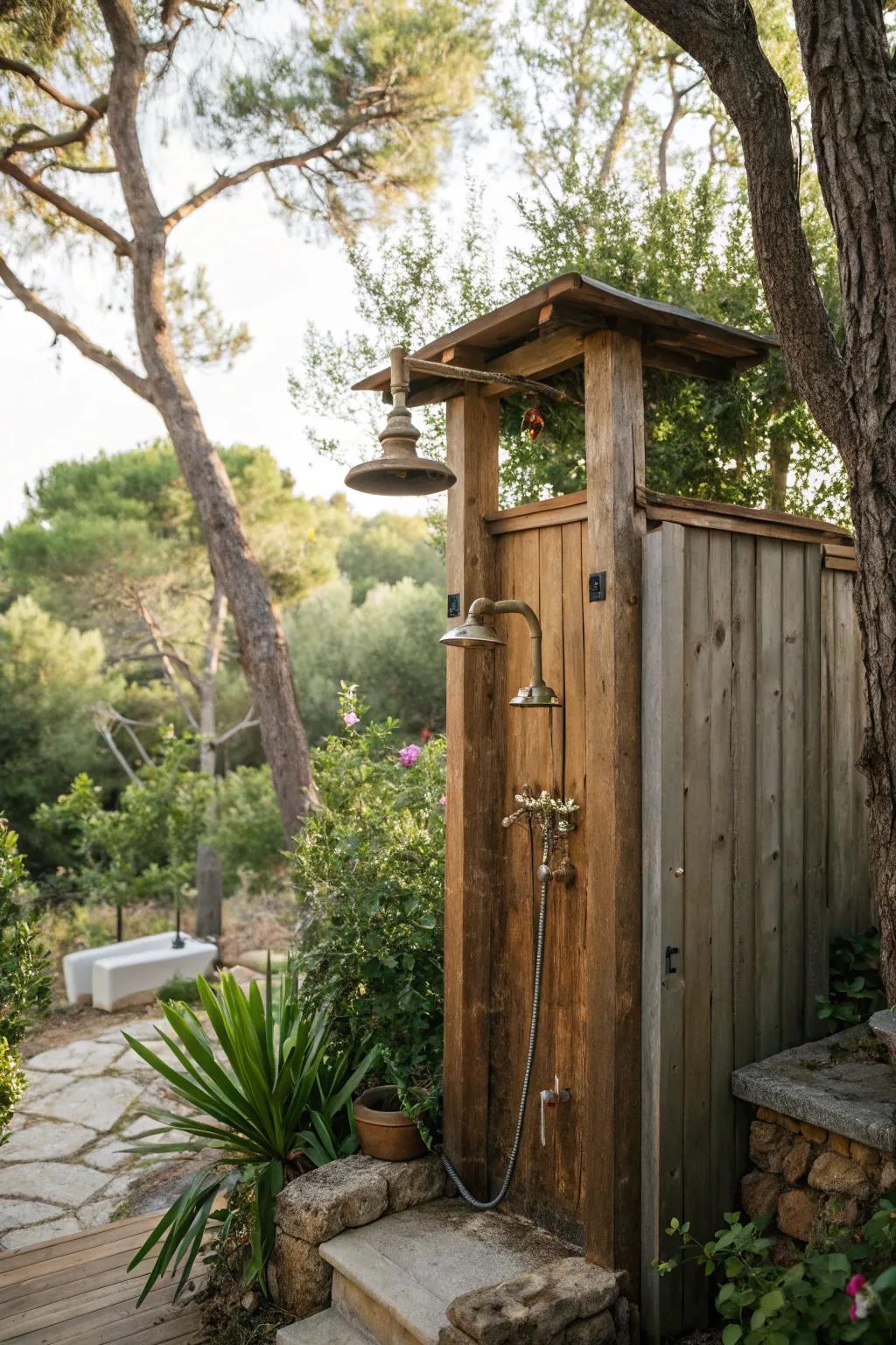 A countryside water device provides an energizing getaway in nature.