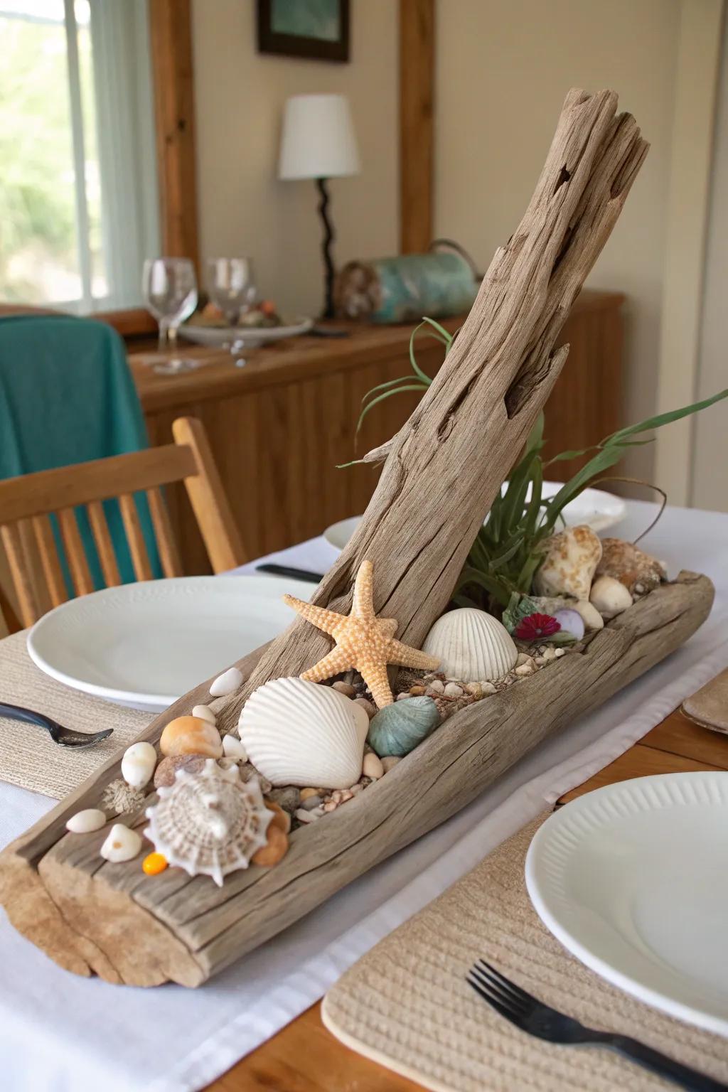 A focal point that transports the charm of the shore into your meal encounters.