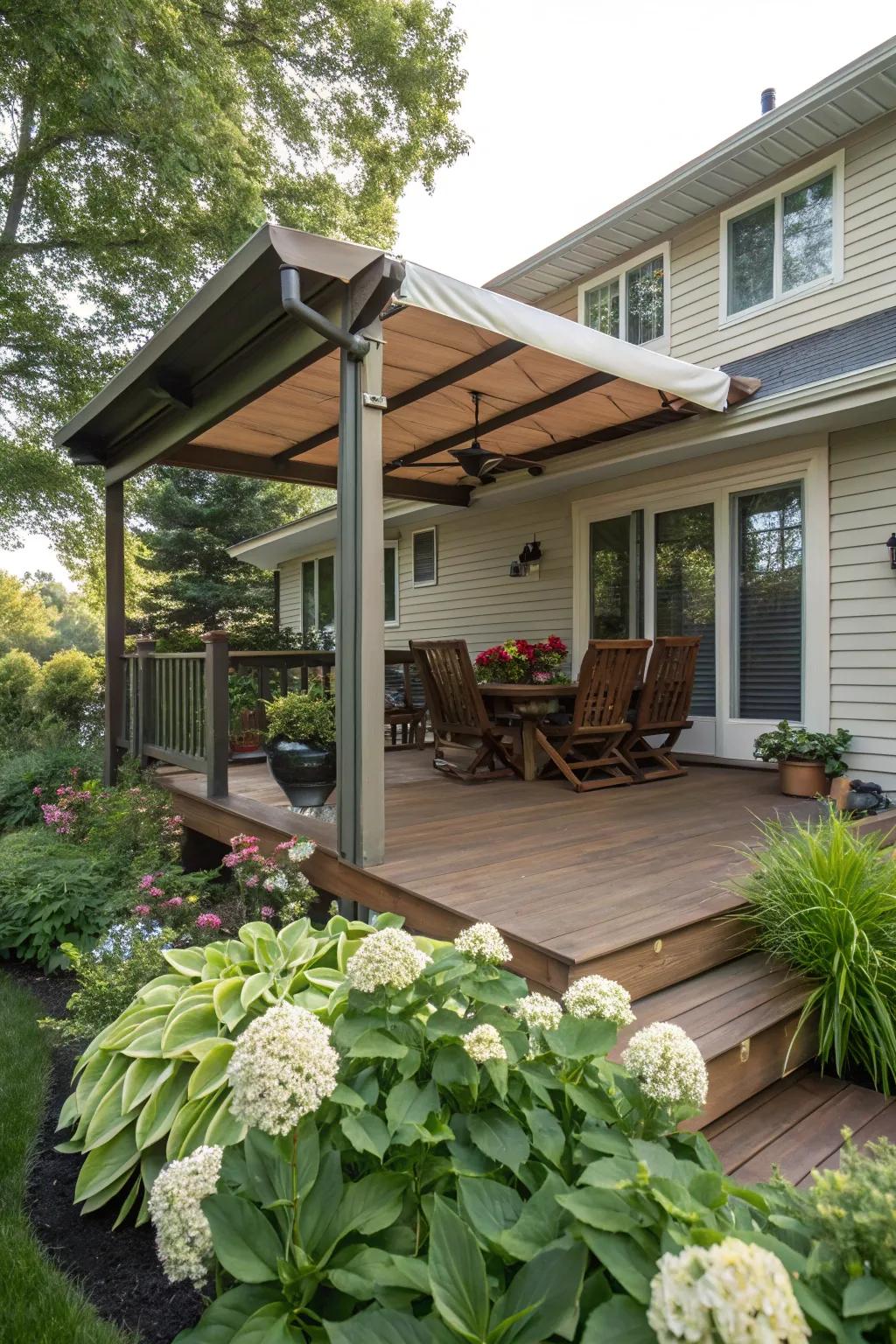Enclosed patios bring the indoors outside to your deck.