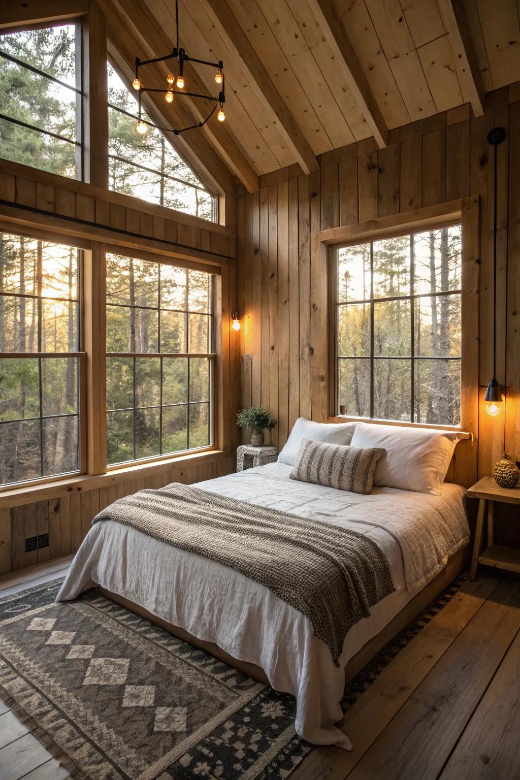 Natural light enhances the airy feel of a shed bedroom.