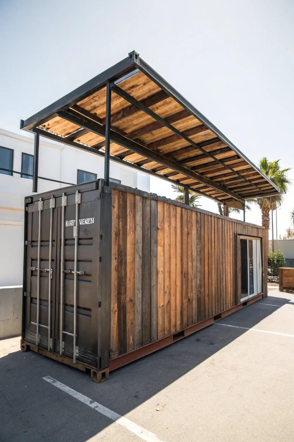 Innovative material use for a unique container roof.