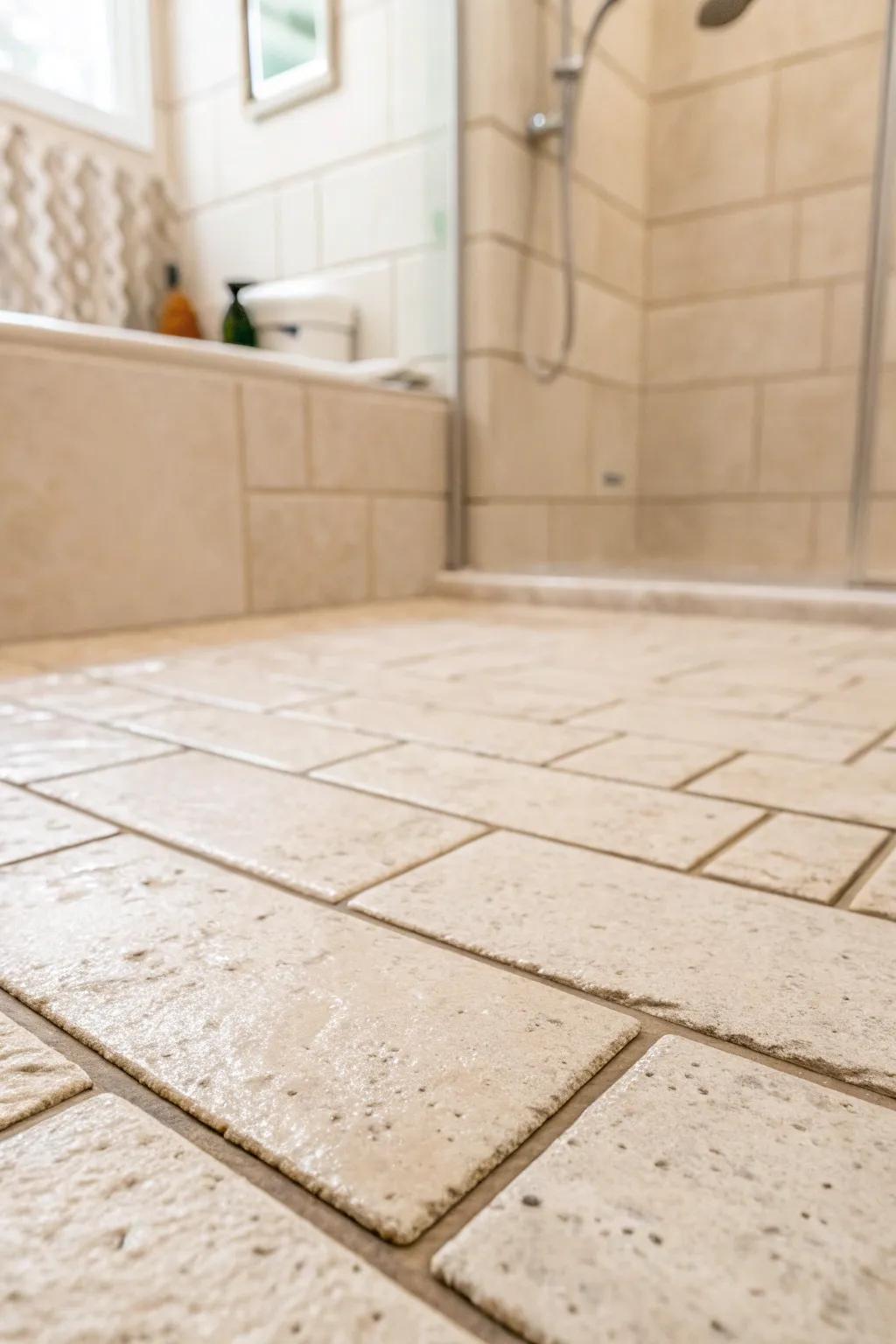 Neutral hues cultivate a tranquil and minimalist shower setting.