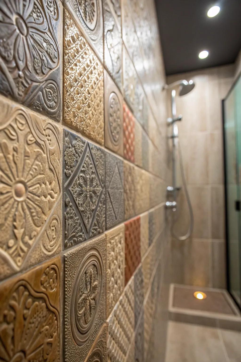 Contoured sections contribute magnitude and a tangible sensation to the shower.