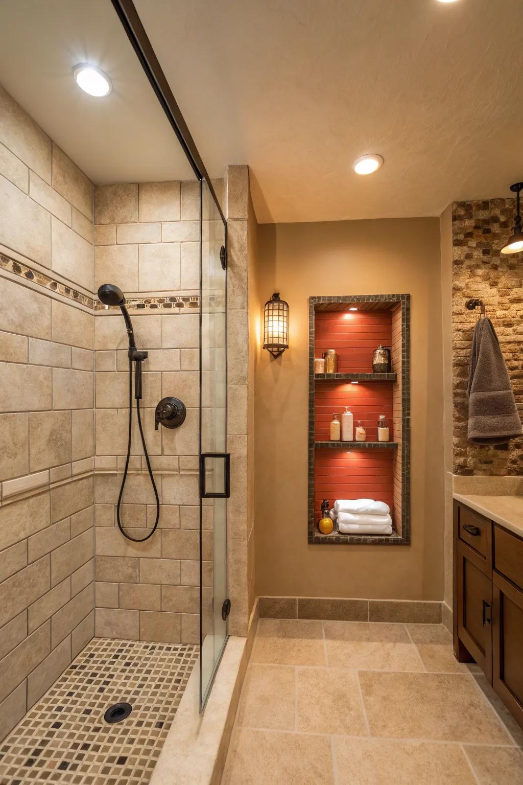 Accent walls with alcoves improve both style and usefulness.