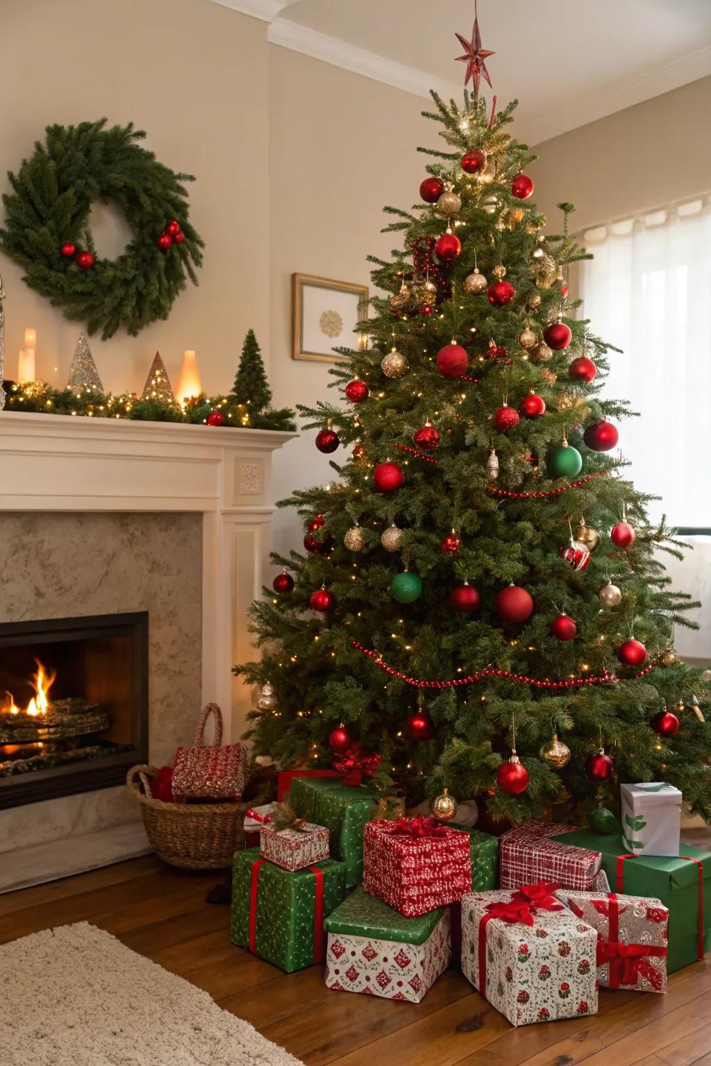 Timeless warmth with scarlet and verdant.