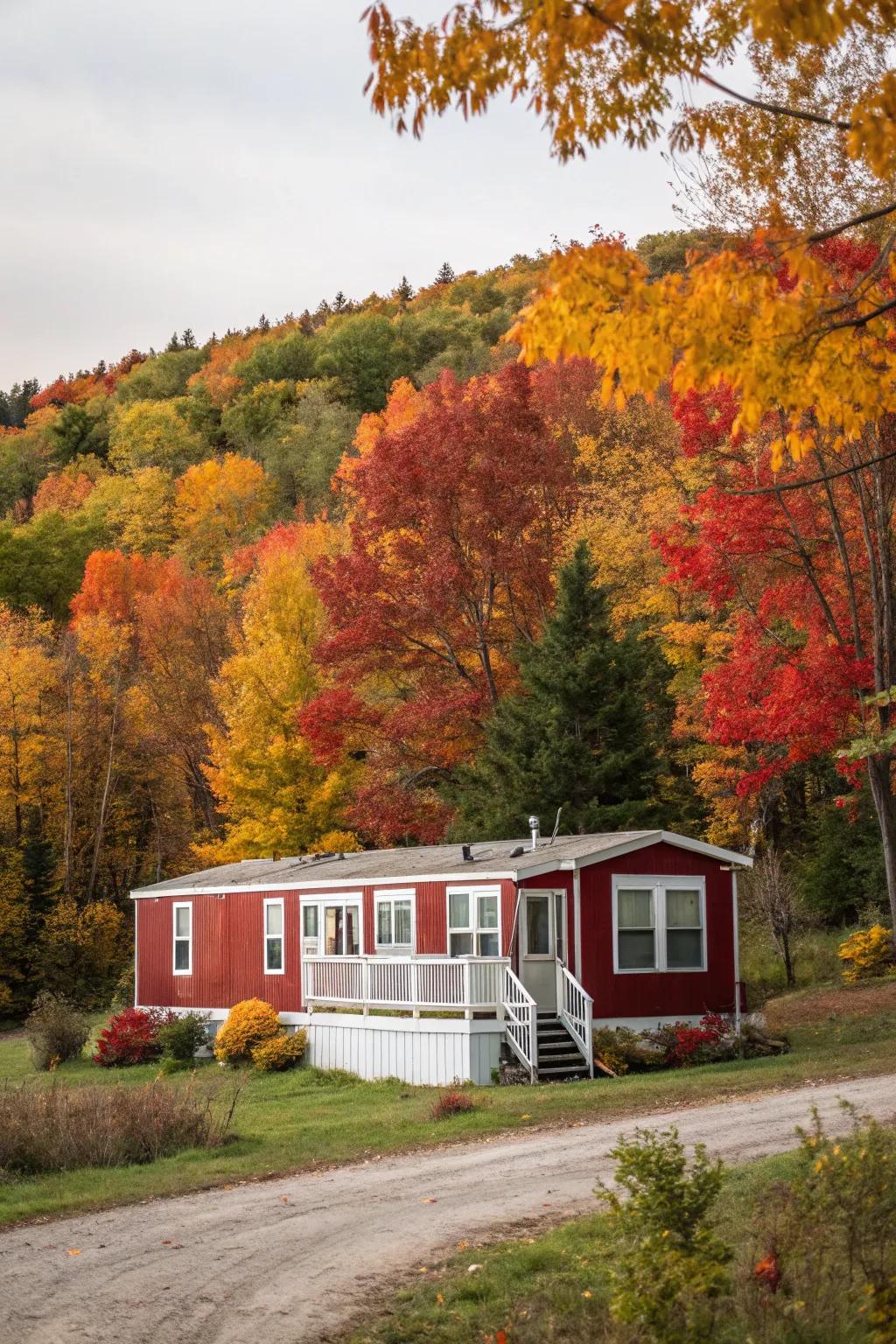 Barn red instills rustic charm into your mobile home's exterior.