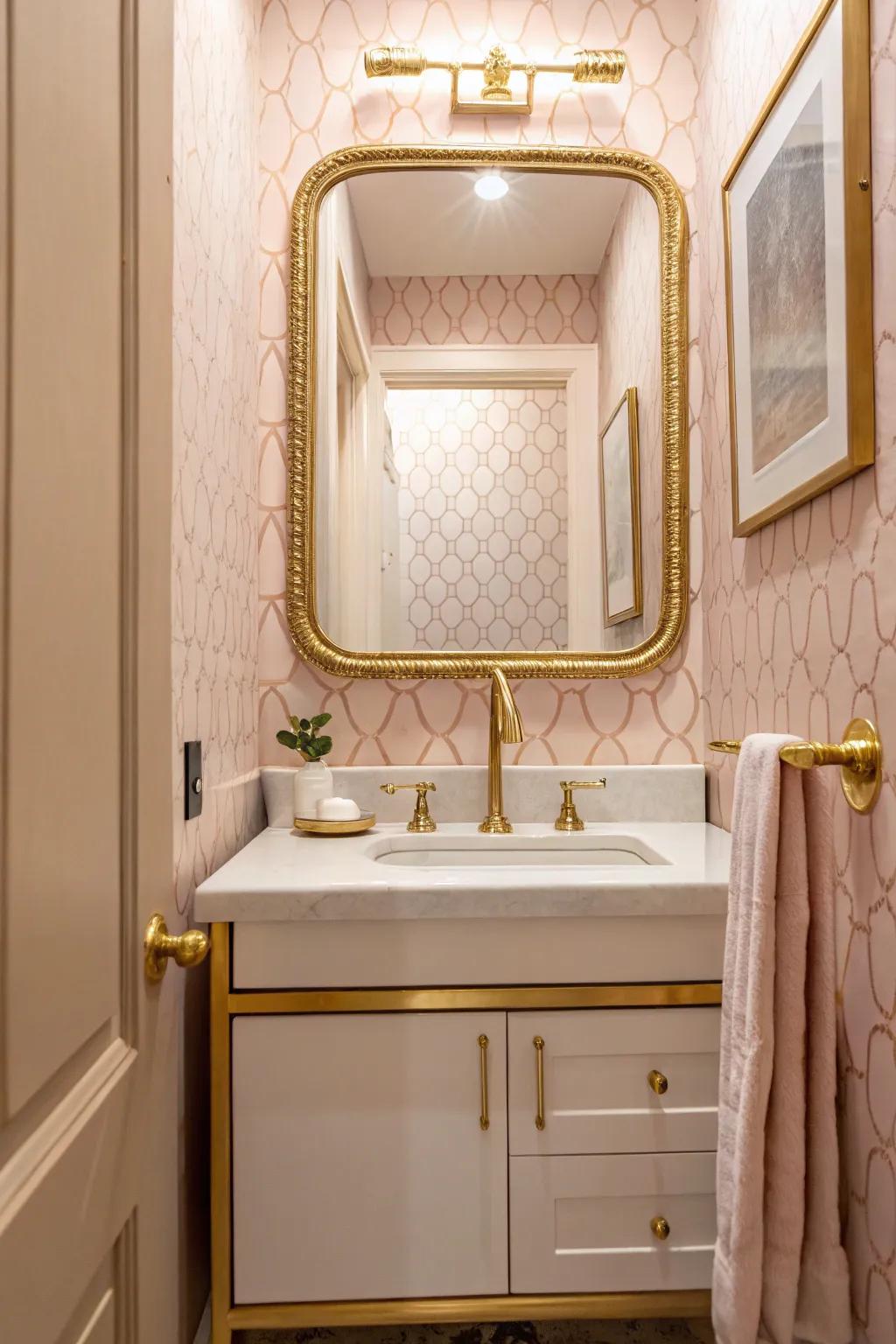 Mellow rose imparts coziness and elegance to any restroom.