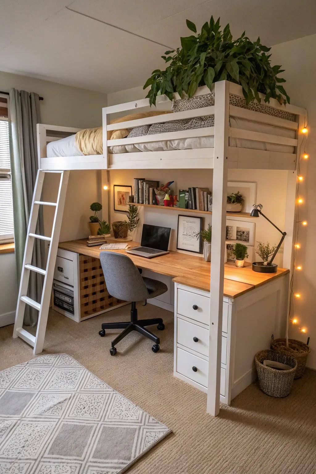 Raised beds make room for work or relaxation.