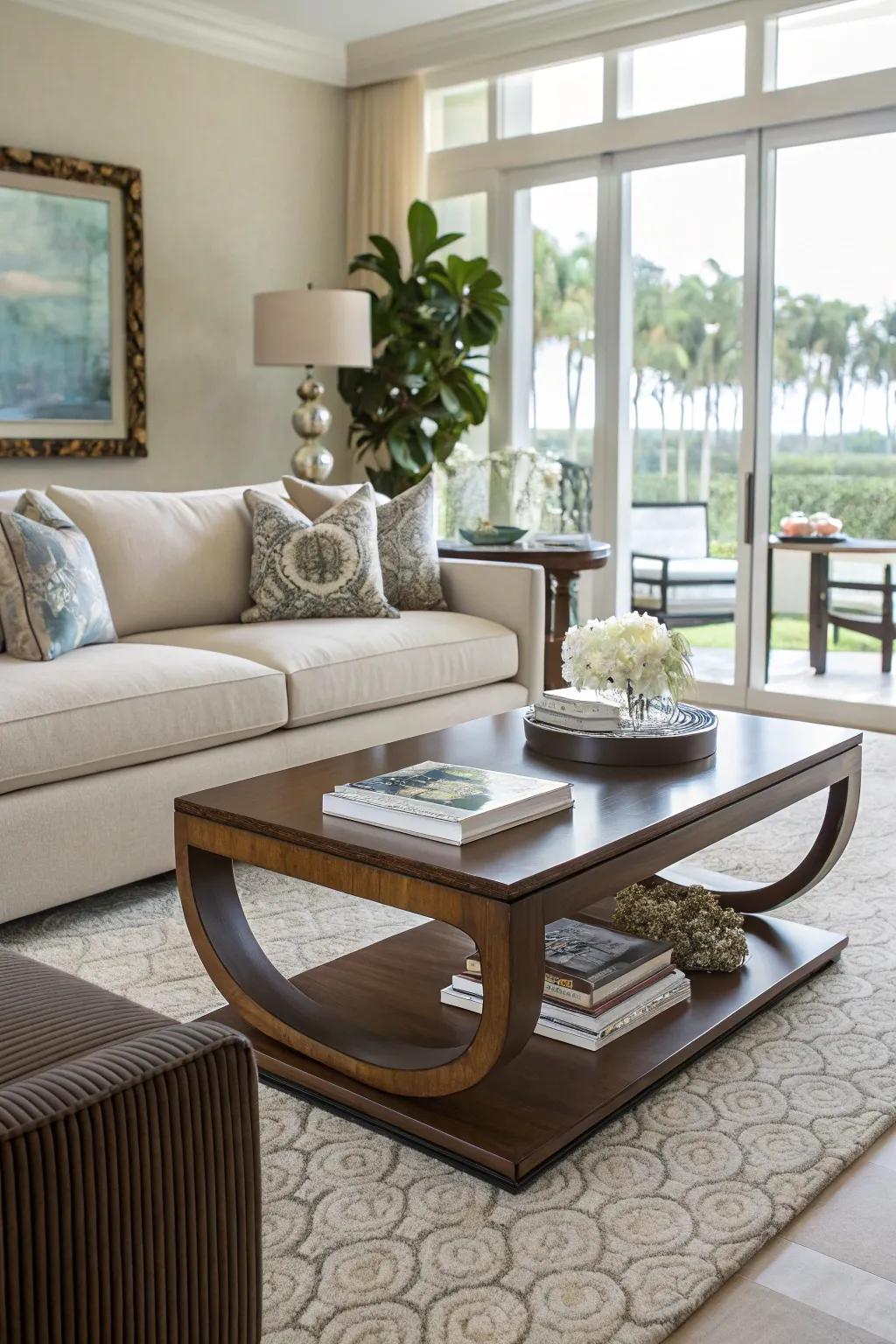 C-shaped tables offer adaptable surface space in any room.