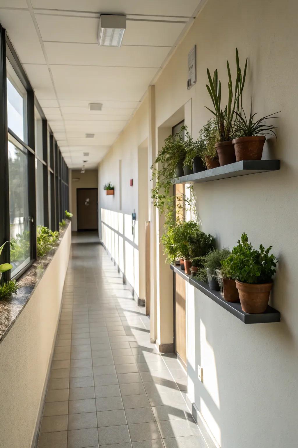 Introduce vibrancy and freshness with strategically placed greenery.