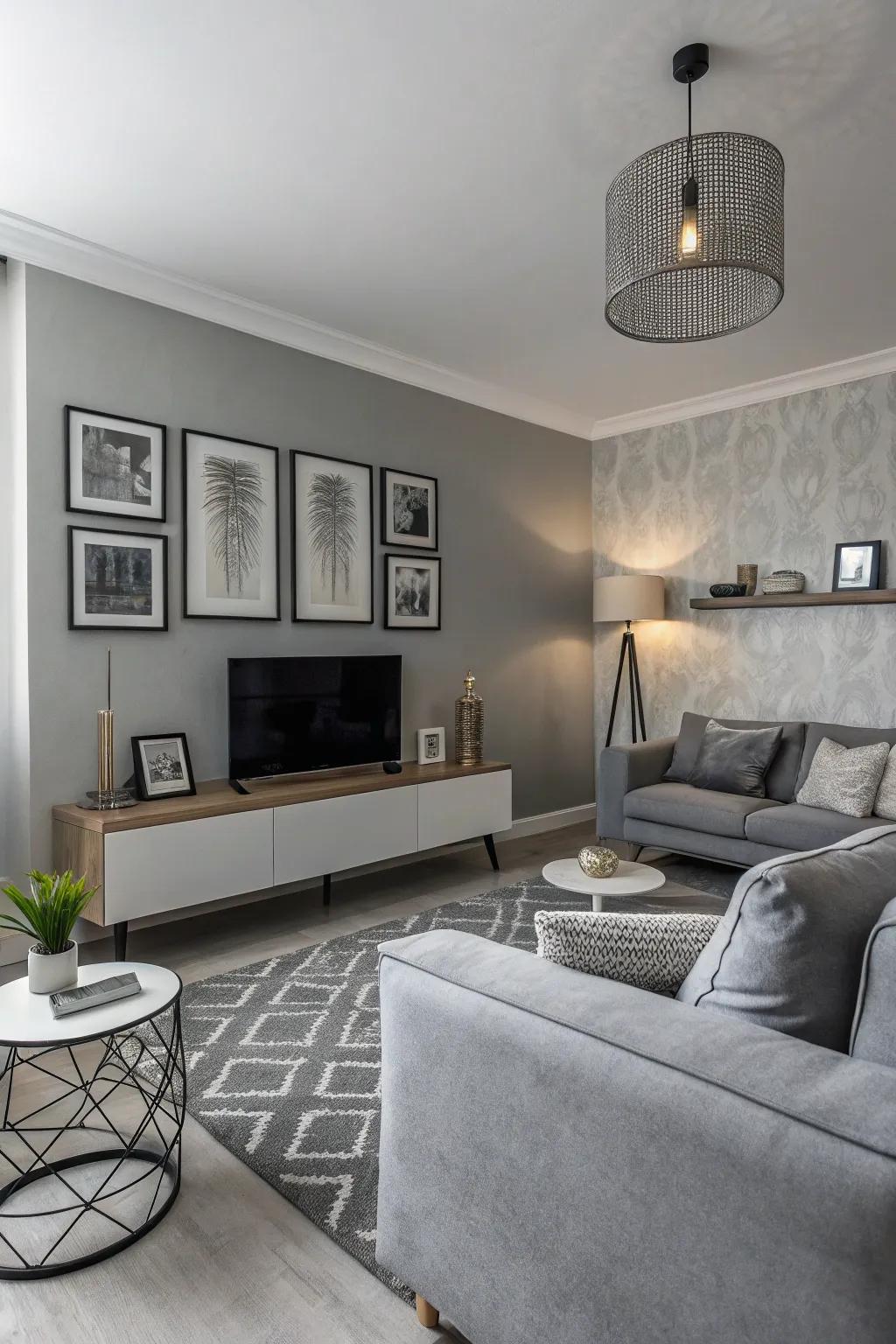 A compact living space showcasing a uniform palette for a sleek visual.