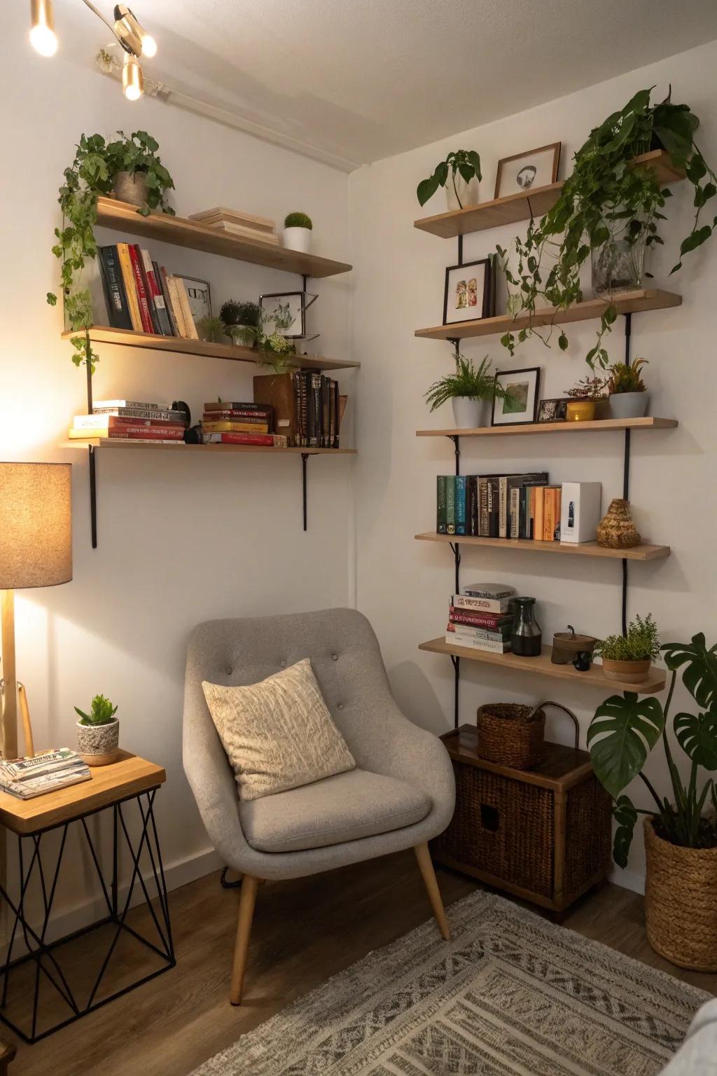 Floor space is saved by using vertical storage.