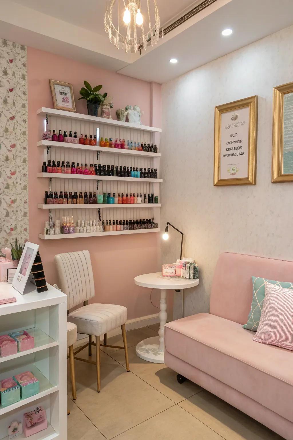 Pastel colors bring a sense of calm and spaciousness.