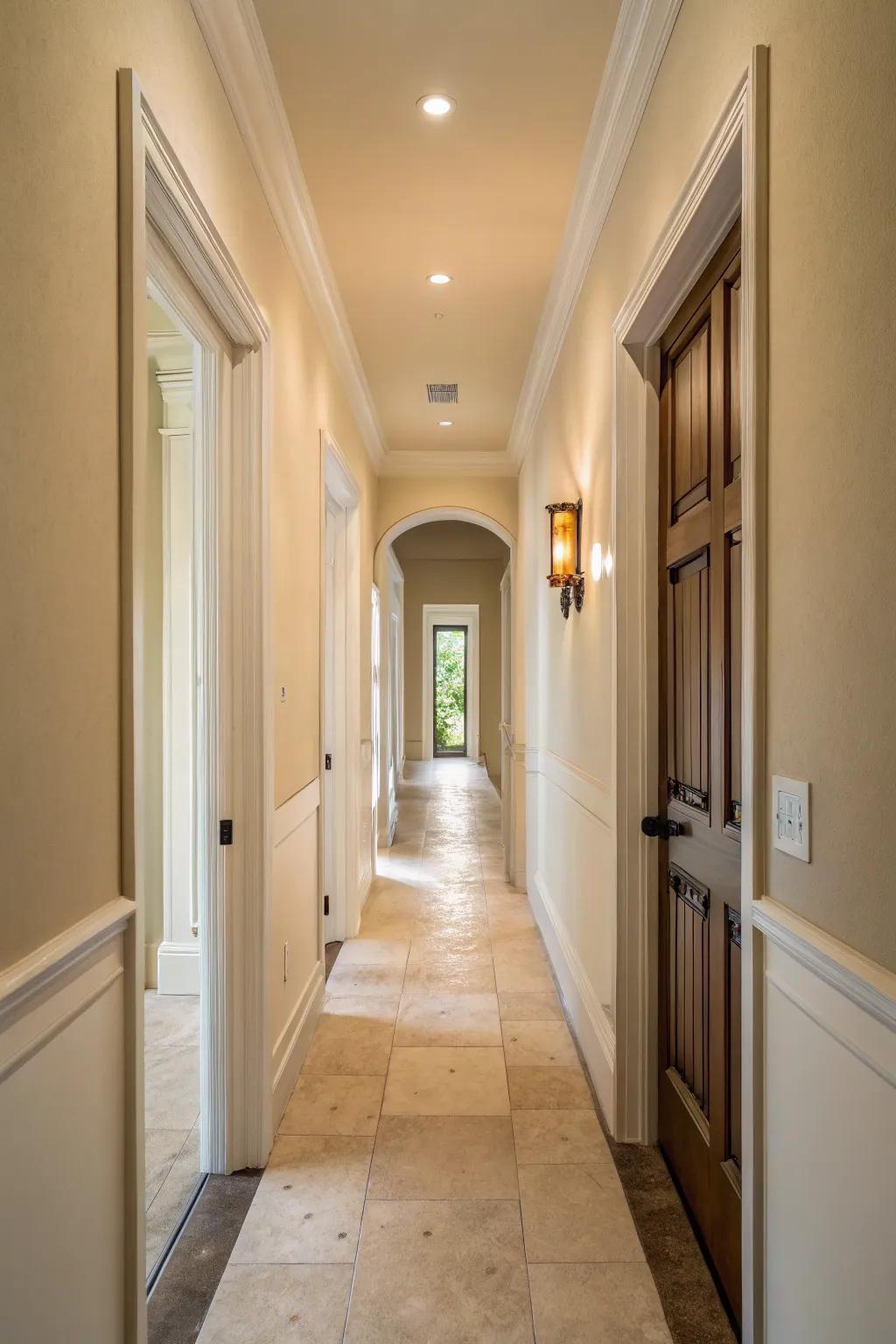 Light shades can free up your slender passageway, making it feel more roomy.