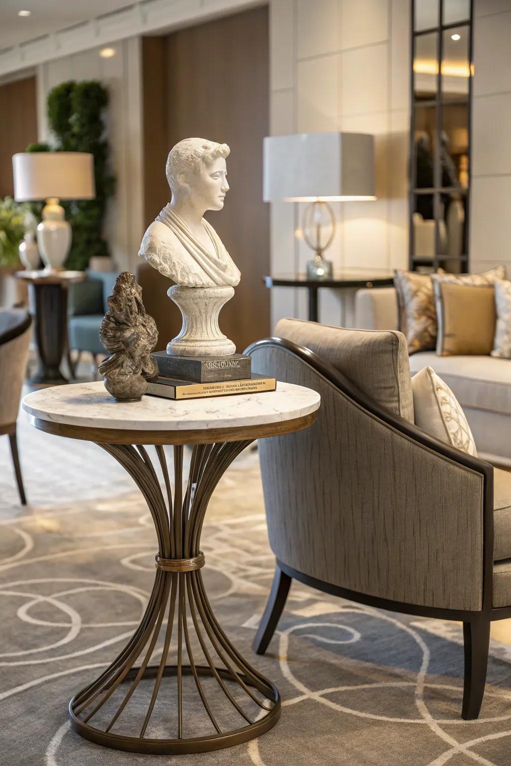 A unique carving adds creative interest to a table.