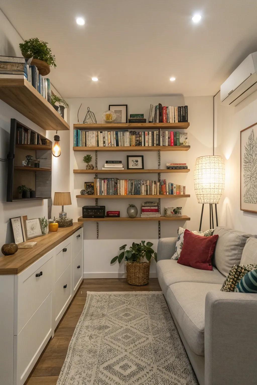 Wall-mounted displays offer space-saving options while adding style.