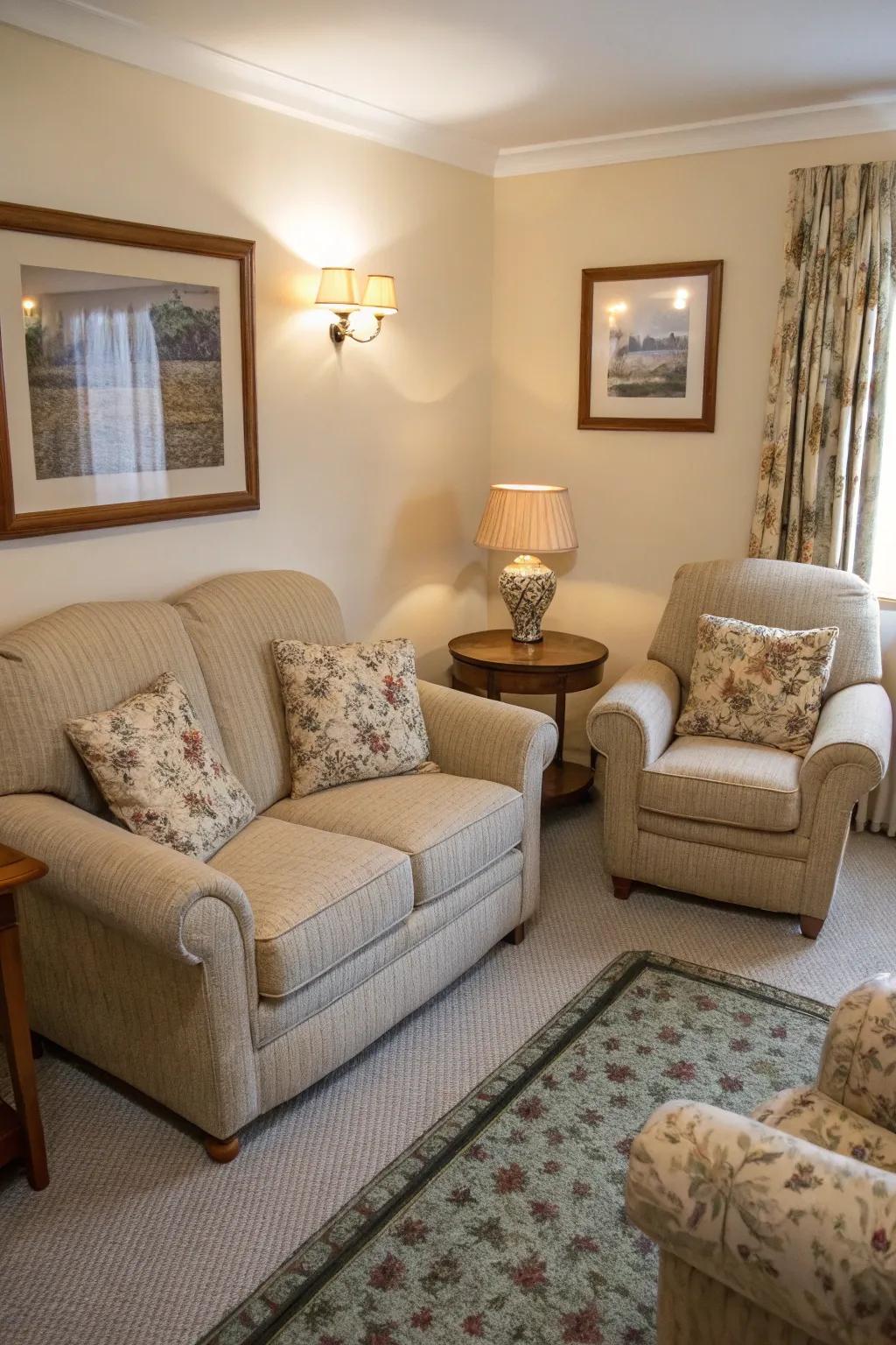 Smaller seating works great for cozy spaces.