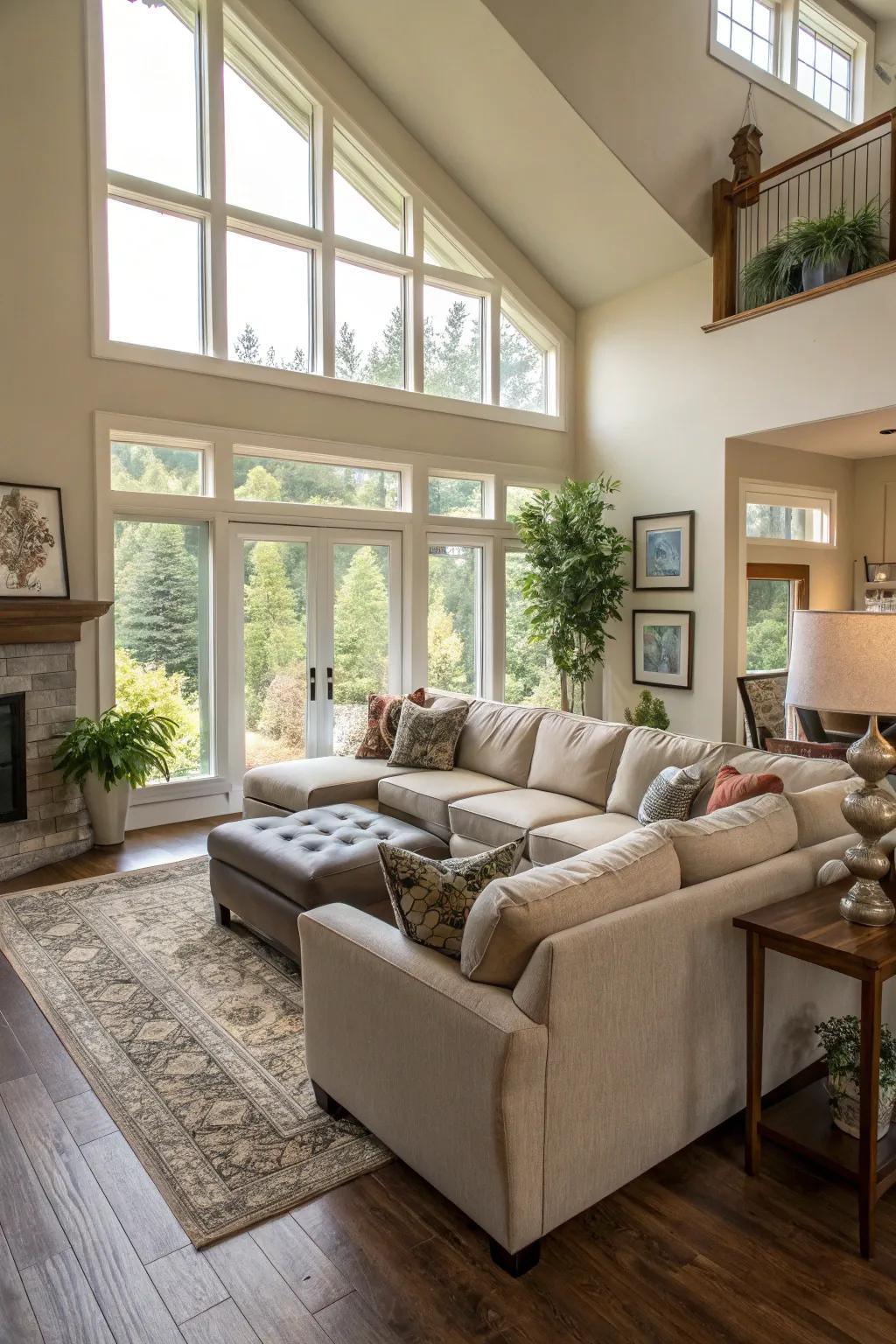 A sectional sofa establishes a welcoming setting for gatherings.