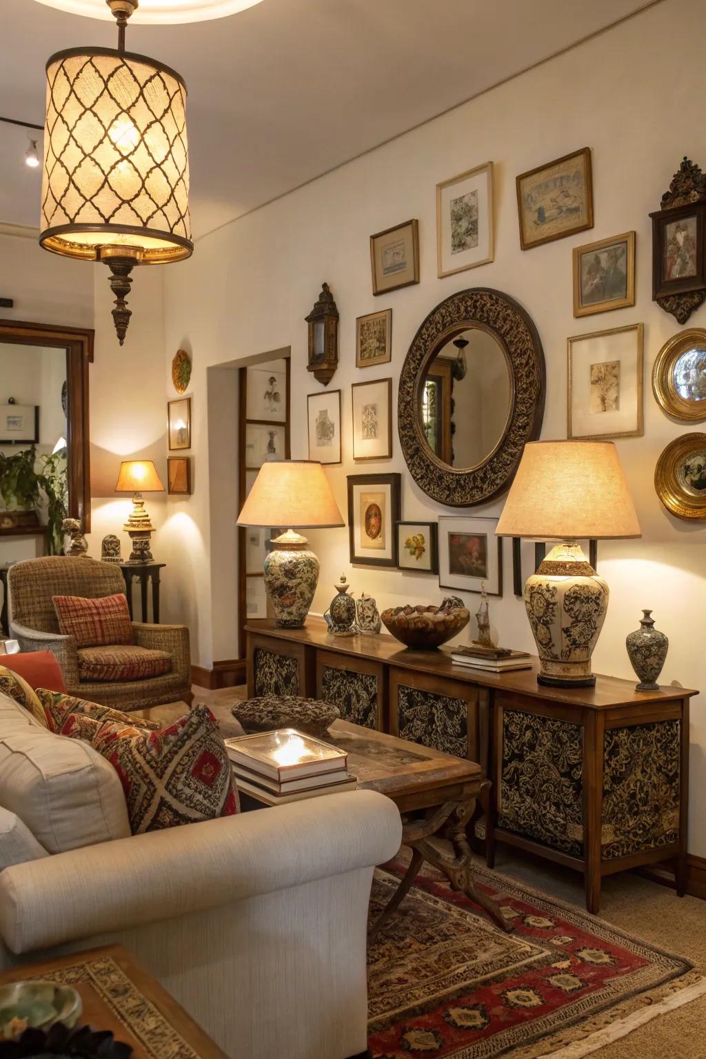 Decorative elements add character and warmth.