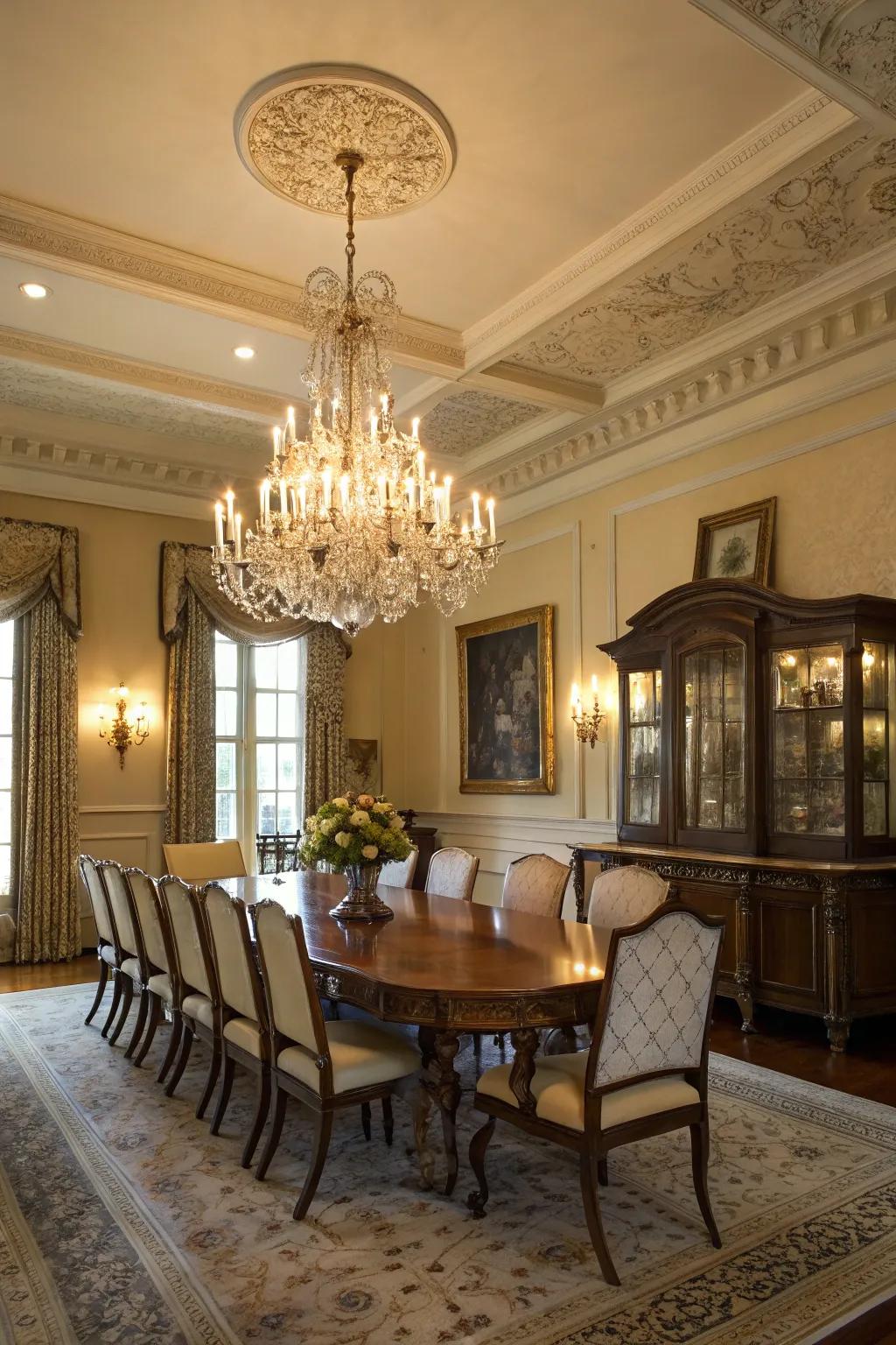 A remarkable light fixture that injects sophistication into a Southern mess hall.