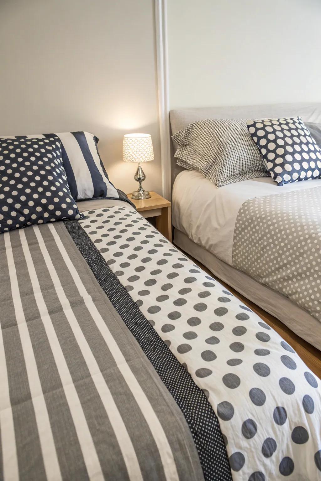 Contrasting fabric selections emphasize individual expression and personal style.