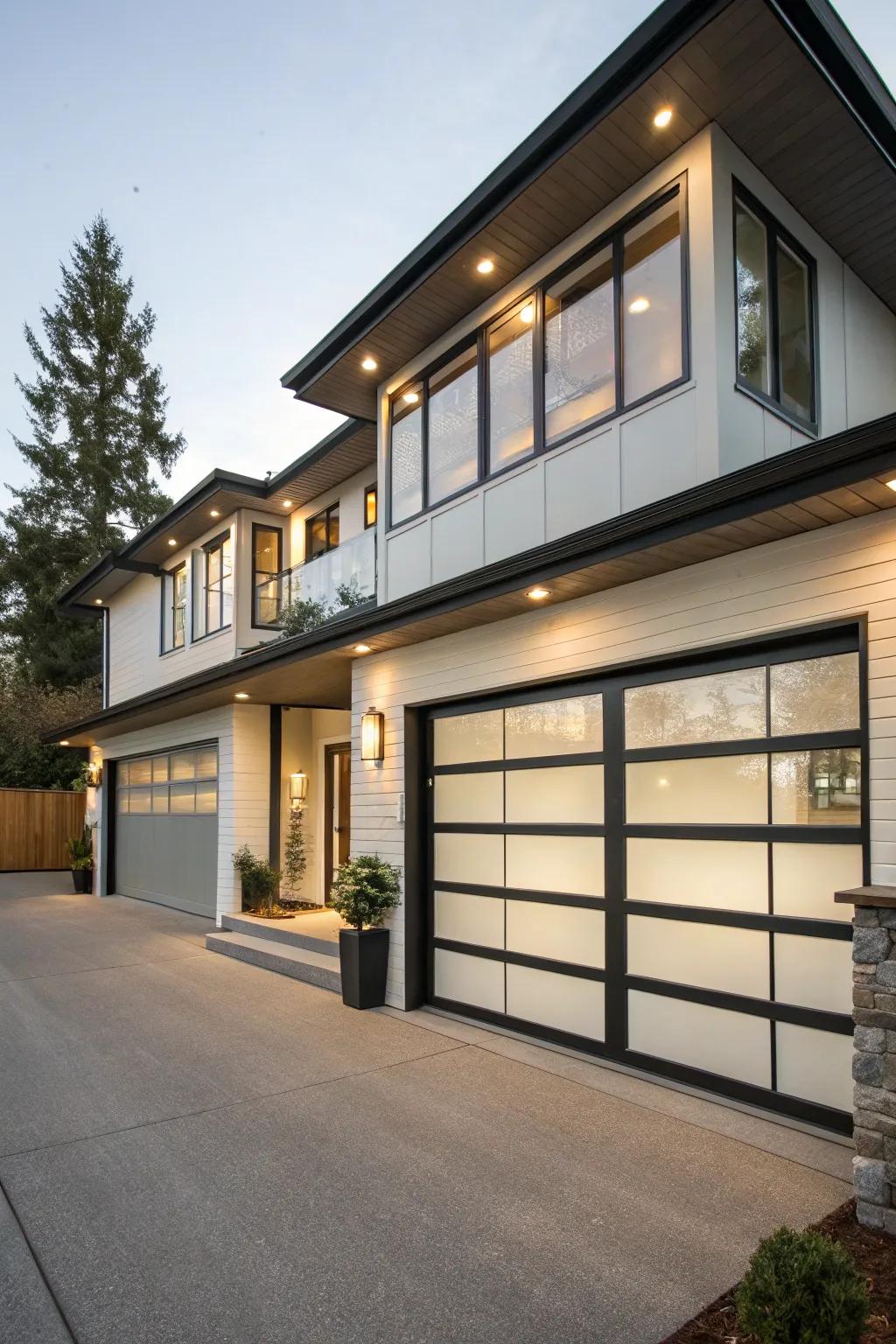 Modern vehicle access doors elevate curb appeal.