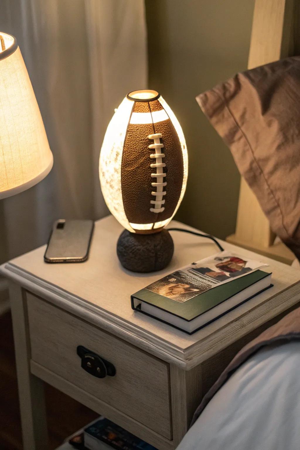 Light up your room with sports-themed lamps.