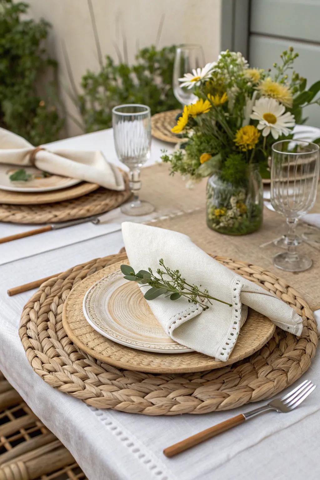 Textural layers add warmth and depth to the table.