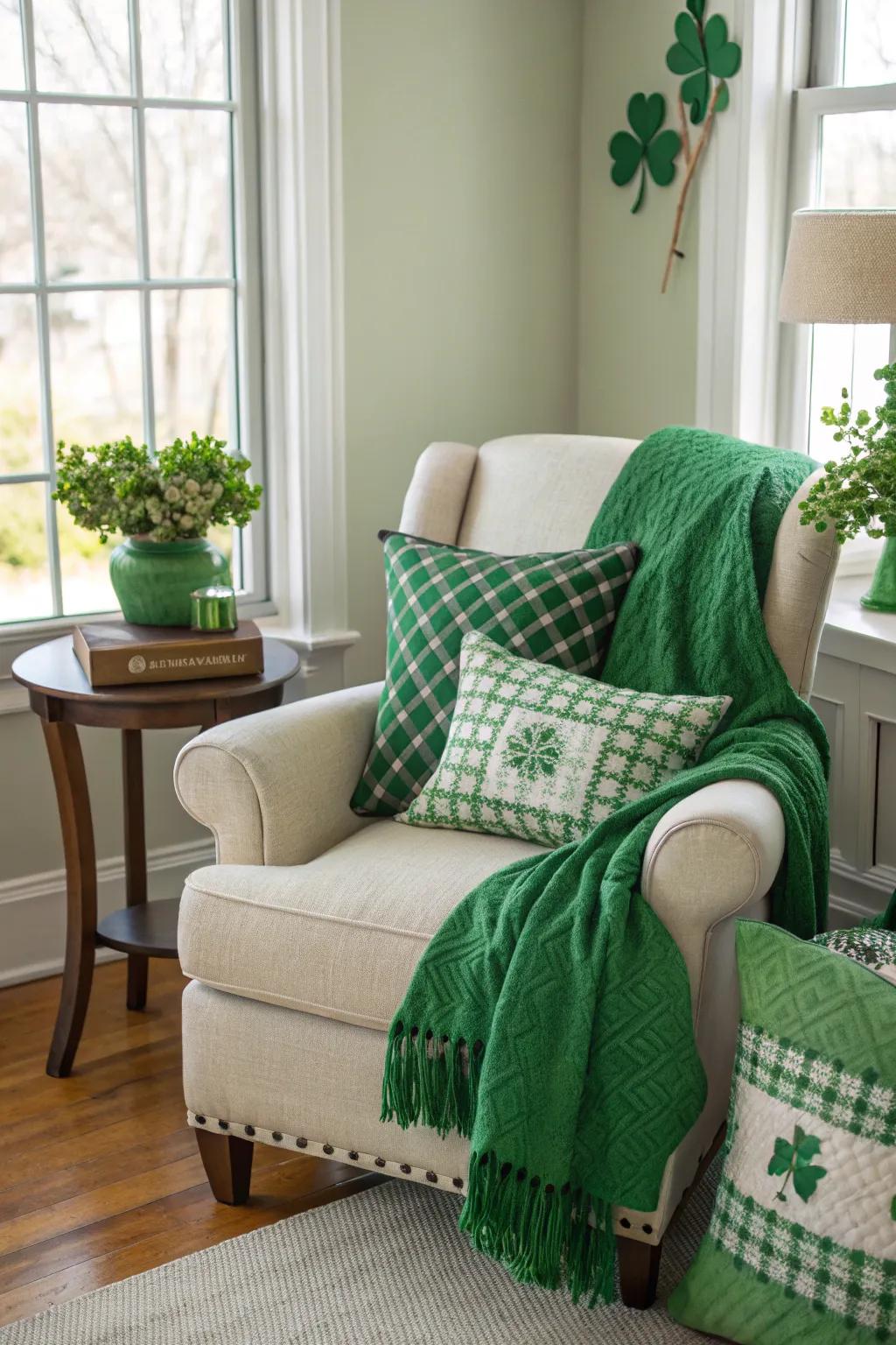 A snug emerald corner in the abode primed for snapshot instances.