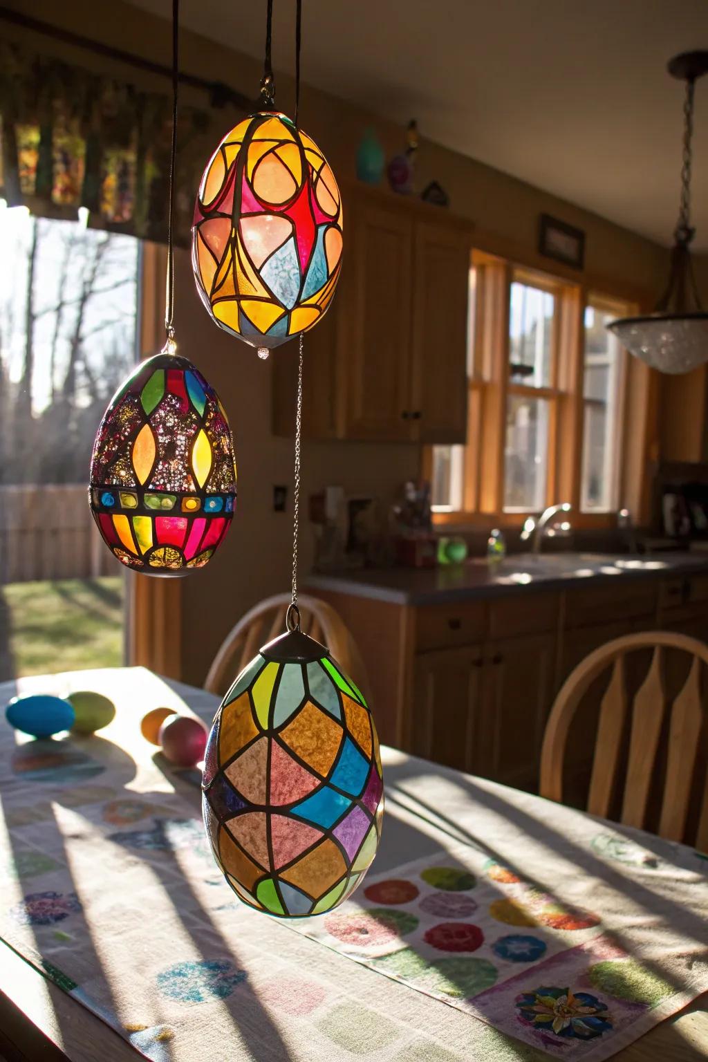Seasonal stained glass accents spread festive joy throughout your home.