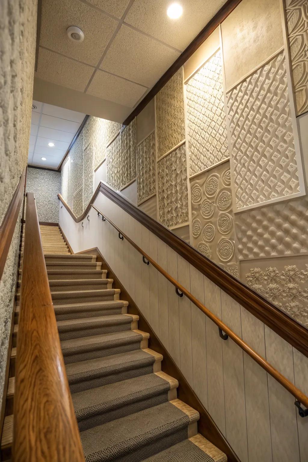 Textured wall coverings create visual interest and tactile appeal.