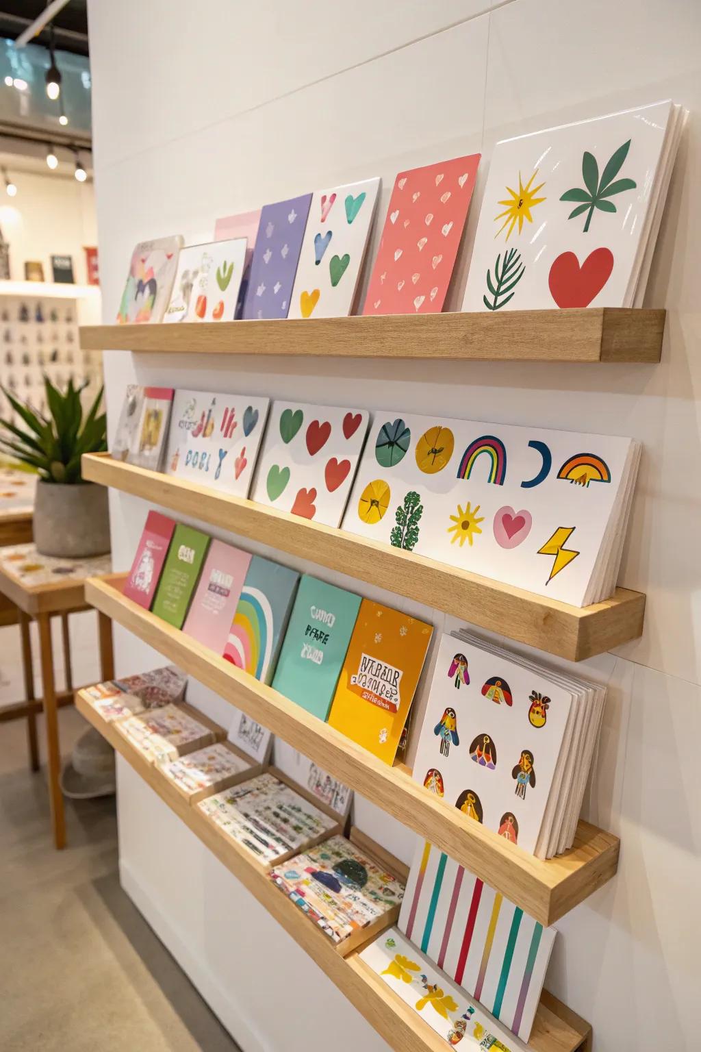 Elevate your sticker display with floating shelves.