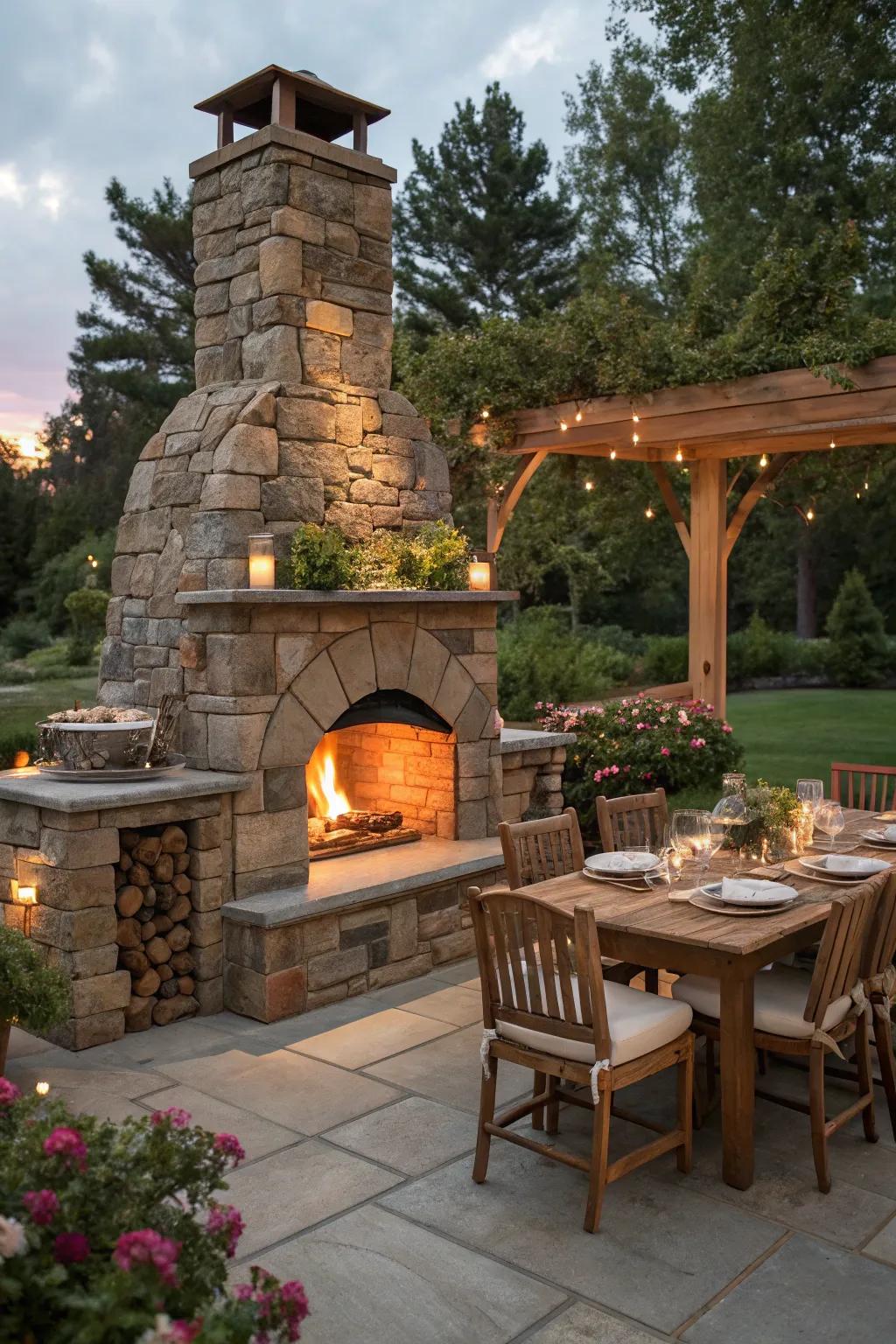 Merge warmth and flavor thanks to a wood-fired oven fireplace.