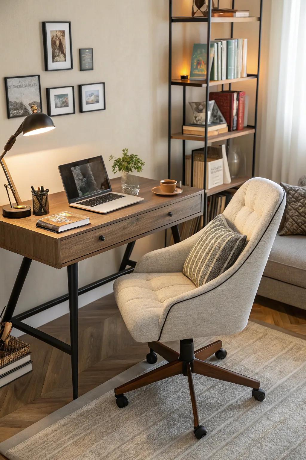 Comfortable seating is essential for a productive study area.