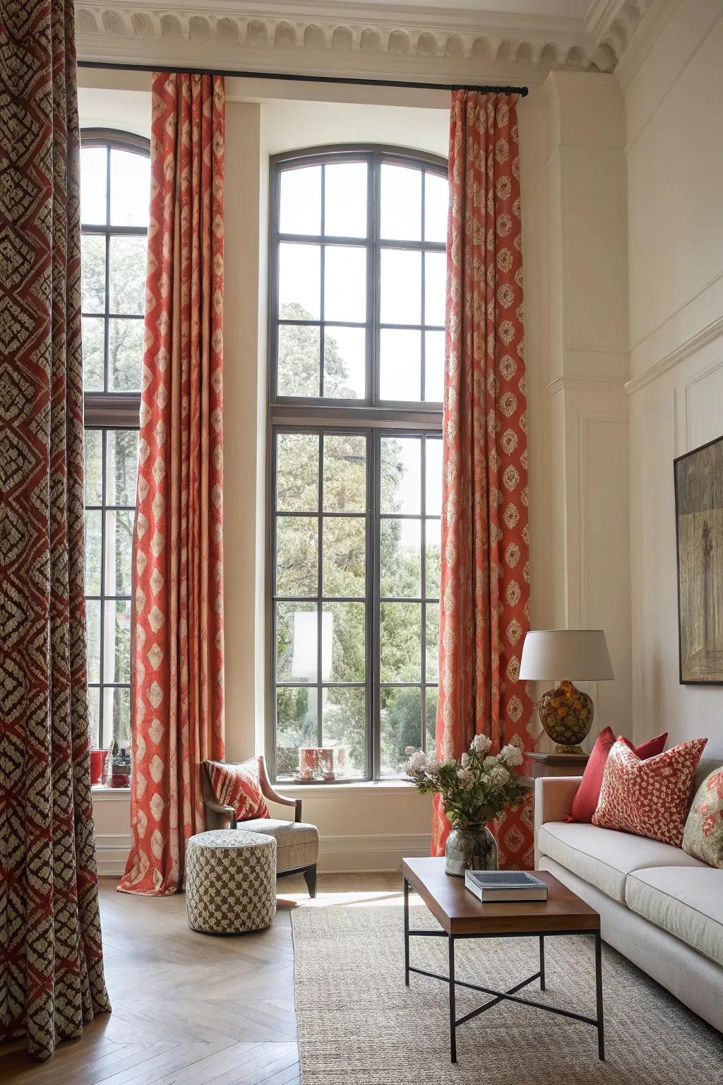 Statement window coverings inject a burst of color and character.