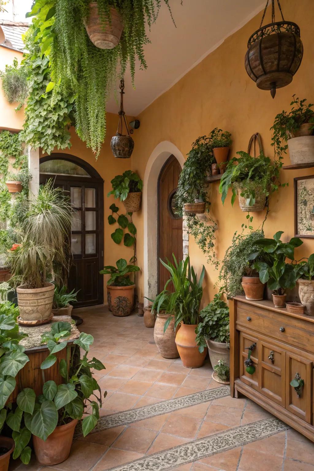Nature-inspired decor featuring calming earth tones.