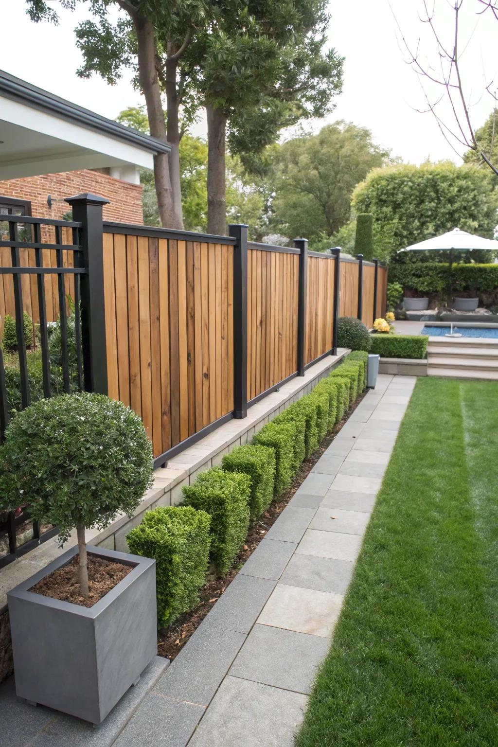 Mix wood with metal for a rustic and modern barrier.