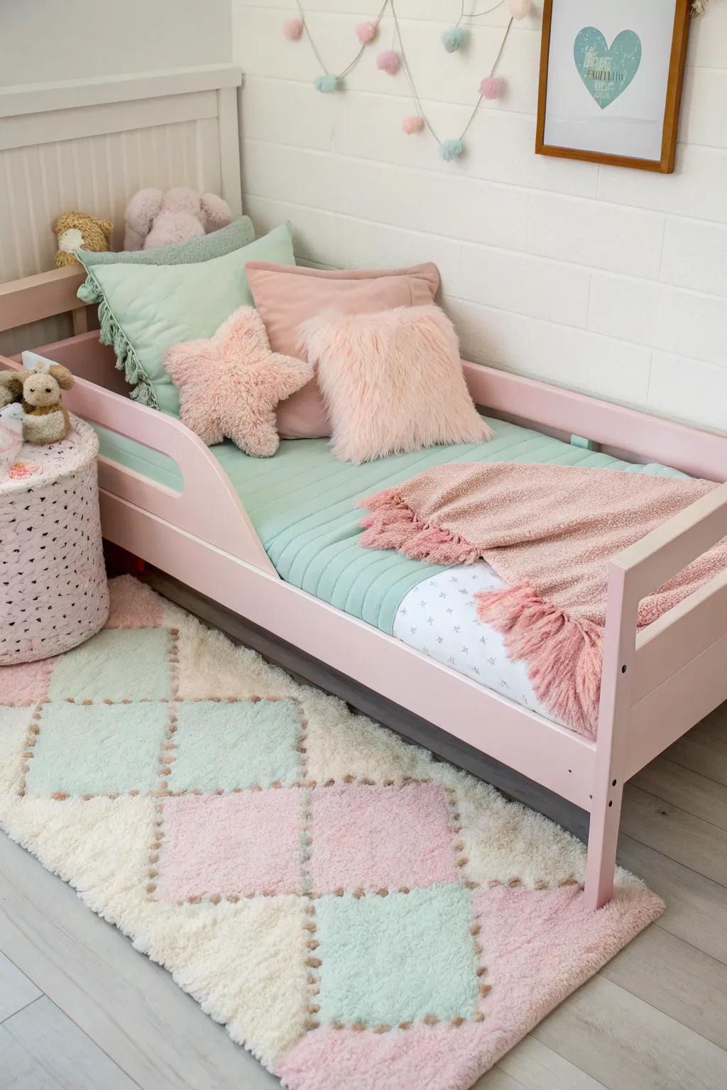 A pastel paradise that inspires peaceful rest.