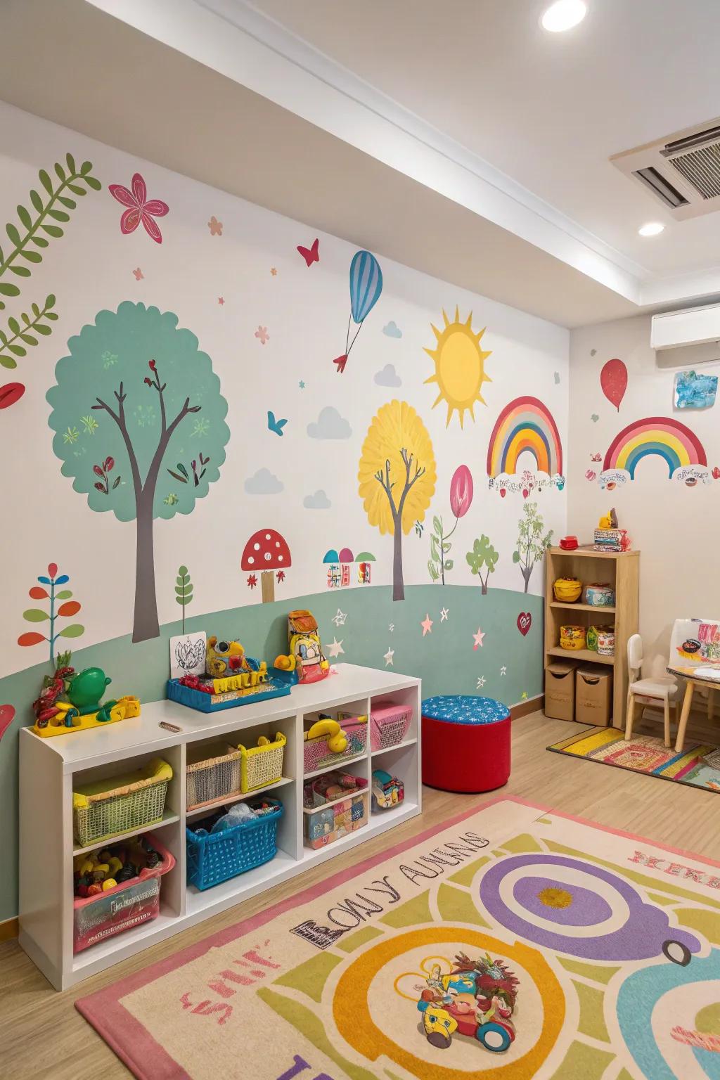 Whimsical wall decor ignites imagination and inventiveness.