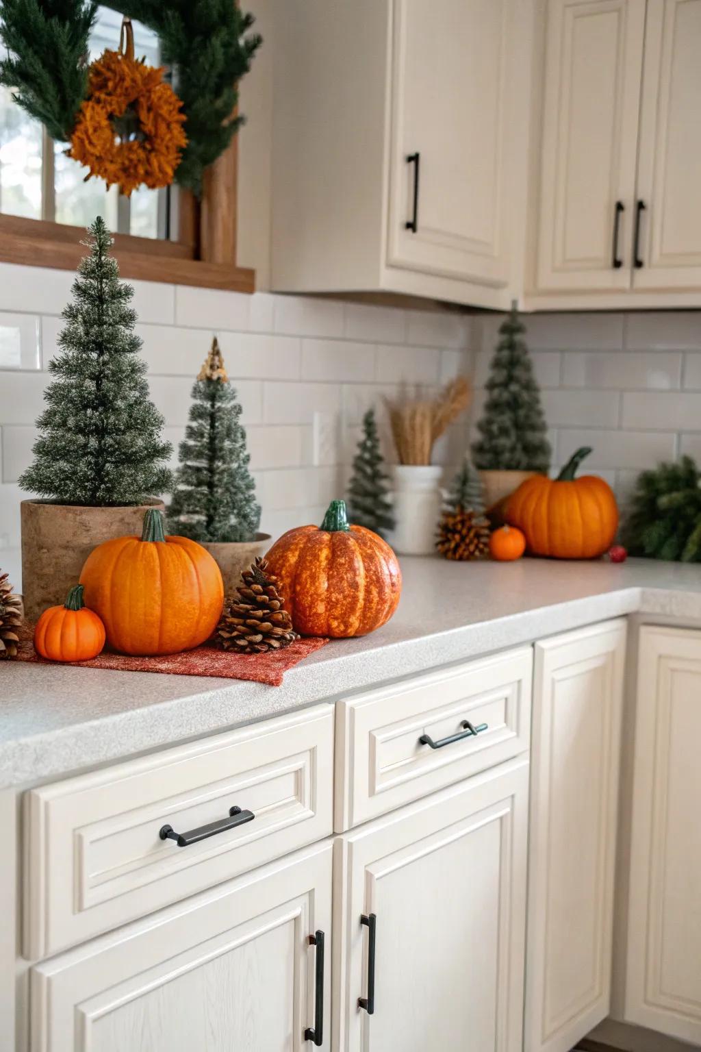 Celebrate the changing seasons with tailored decor showcased above your cabinets.
