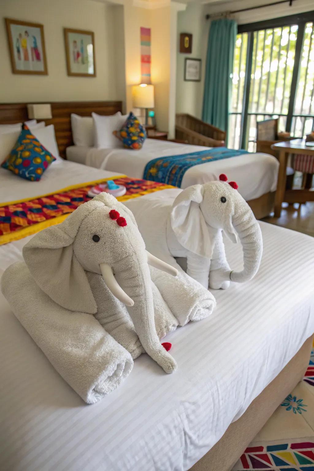 Add a hint of whimsy through mammal-shaped cloth creations.